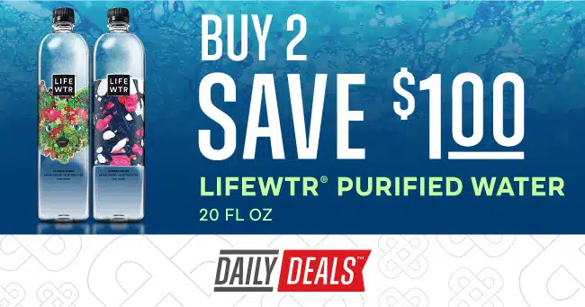 Buy 2 save $1.00 Lifewtr trademark purified water 20 FL OZ