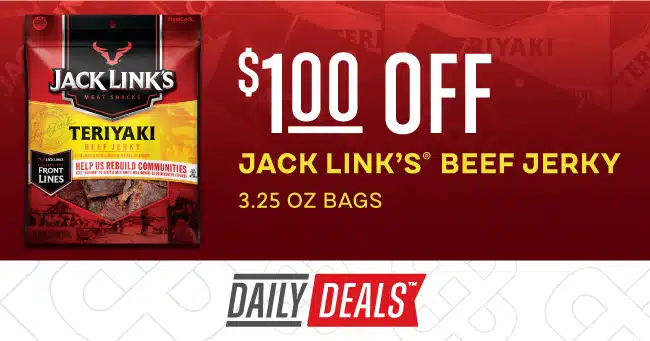 $1.00 off Jack Link's trademark beef jerkey 3.25 OZ bags.